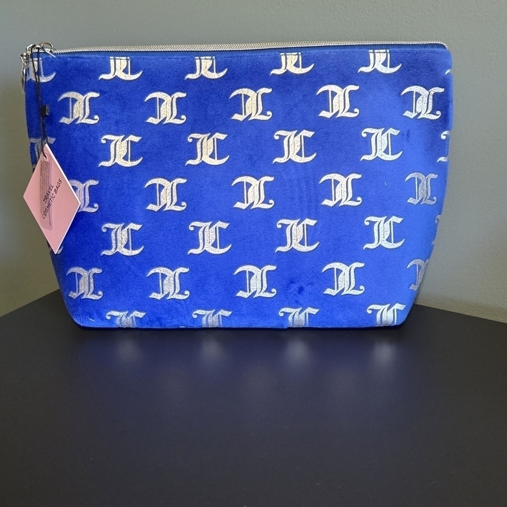 Juicy Couture NWT Blue Velvet Essentials Cosmetic Makeup Toiletry Bag Travel Y2K